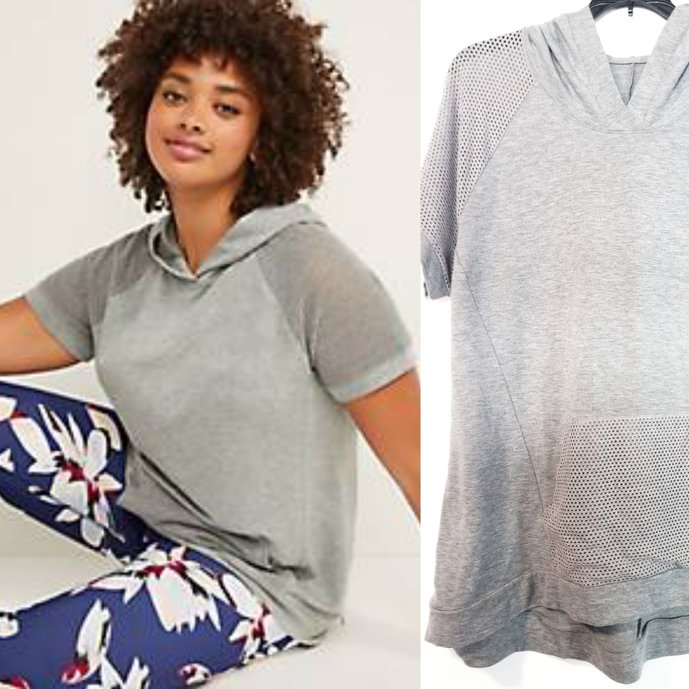 18/20 Lane Bryant LIVI Active Hooded Tee - Gray